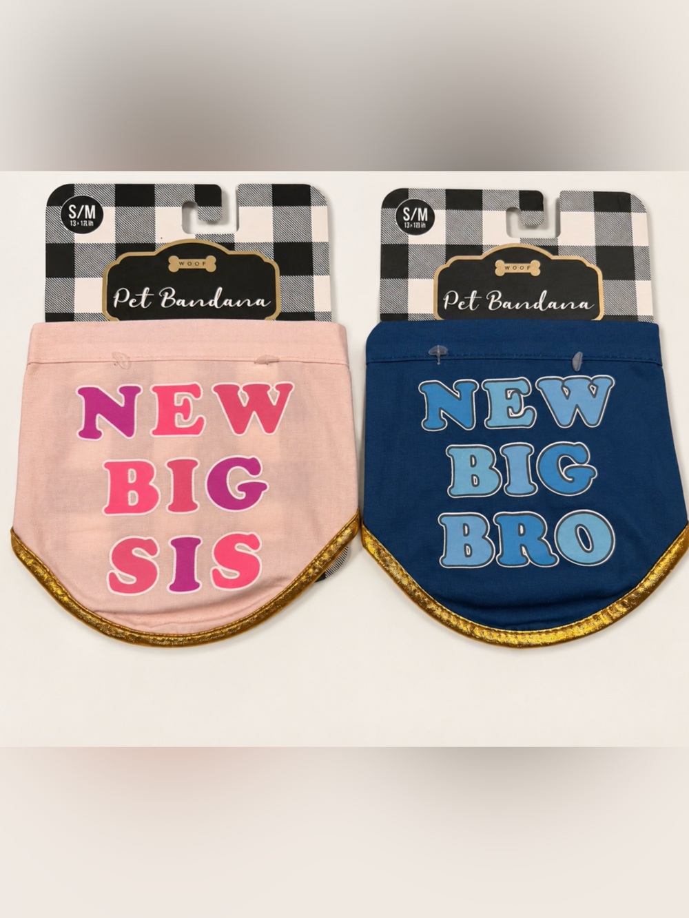 New Big Sis and Big Bro Pink/Blue Pet Bandana